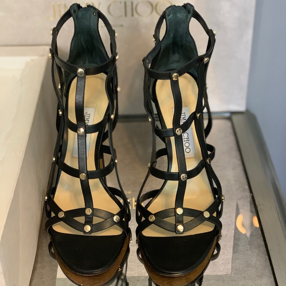 Jimmy Choo Black Caged Sandals